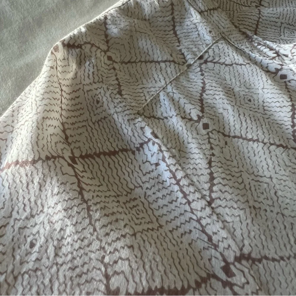 Oliphant Cotton Voile Tunic Top in Trellis Print